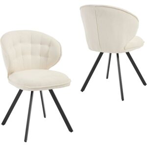 WAHSON OFFICE CHAIRS Dining Chairs 2Pcs in Chenille Fabric Modern Kitchen Chairs with Comfortable Backrest for Living Room Restaurant Cafe, White, Wahson