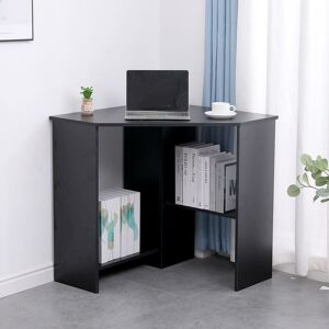 Home Source - Wellington Black Computer Desk pc Laptop Table Corner Home Office Study Gaming