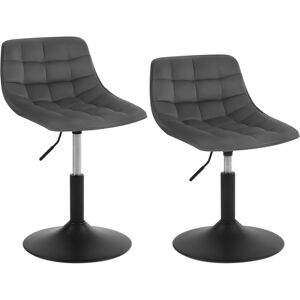 Woltu - 2x Breakfast bar stools Swivel Velvet Padded Seat Home chairs Cafe Seat Dark Grey