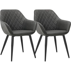 2× Kitchen dining chairs Faux Leather Fabric Padded Home Office chairs set Anthracite - Woltu
