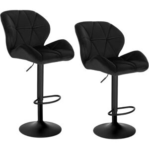 2 pcs bar stools High chairs Breakfast Dining stools for Kitchen Counter Black - Woltu
