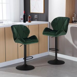 2 pcs bar stools High chairs Breakfast Dining stools for Kitchen Counter Green - Woltu