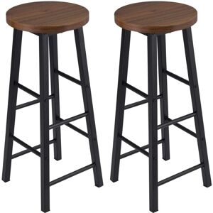 WOLTU 2 x bar stools Retro Breakfast Kitchen Bar High chairs MDF Seat Metal Legs Dark Beech
