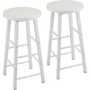 WOLTU 2 x bar stools Retro Breakfast Kitchen Bar High chairs MDF Seat Metal Legs White