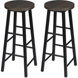 Woltu - 2 x bar stools Retro Breakfast Kitchen Bar High chairs mdf Seat Metal Legs Black+rustic