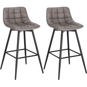 Woltu - 2x barstools Breakfast stools Metal+leather Counter Bar chairs Faux bar stools Dark Grey