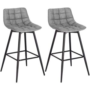 Woltu - 2x barstools Breakfast stools Metal+leather Counter Bar chairs Faux bar stools Grey