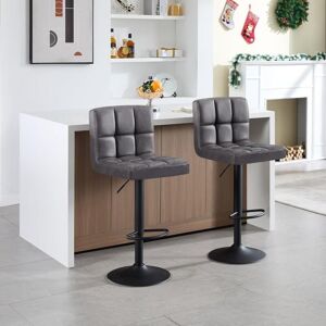 WOLTU 2x bar stools Bar chairs Breakfast stools for Kitchen Faux PU Adjustable Swivel Anthracite