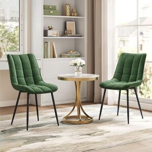 WOLTU 2 x Velvet dining chairs Metal Legs Office Kitchen Living Room Lounge chairs Dark Green