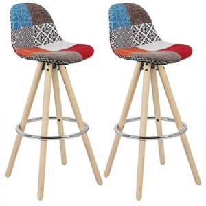 WOLTU bar stools Set of 2 pcs barstools Breakfast Kitchen Counter Wood Leg Multicolor-Fabric