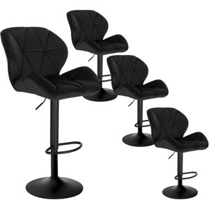 Woltu - Bar Stools Set of 4 Velvet Breakfast Counter Chairs Height Adjustable Counter High Stools for Home Bar Kitchen Restaurant, Black