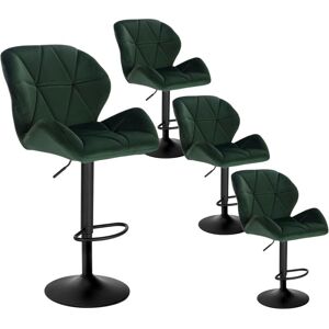 Woltu - Bar Stools Set of 4 Velvet Breakfast Counter Chairs Height Adjustable Counter High Stools for Home Bar Kitchen Restaurant, Dark Green