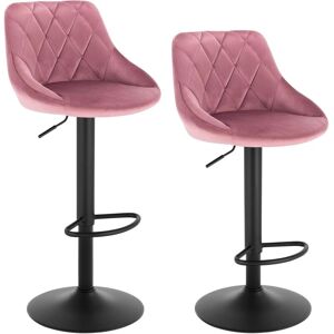 Woltu - bar stools Bar chairs Breakfast Dining stools 2 pcs Velvet Exterior Pink