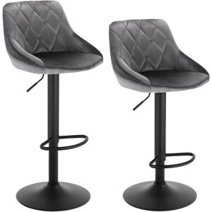 WOLTU bar stools Bar chairs Breakfast Dining stools 2 pcs Velvet Exterior Dark Grey