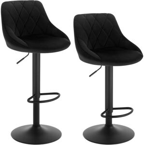 Woltu - bar stools Bar chairs Breakfast Dining stools 2 pcs Velvet Exterior Black