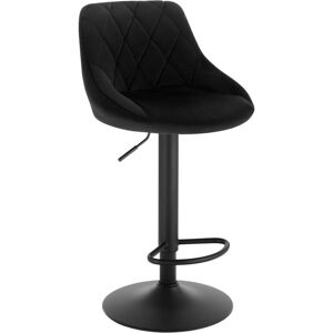 Woltu - 1x Breakfast bar stools Bar chairs Kitchen bar stools with Velvet Swivel Gas Black
