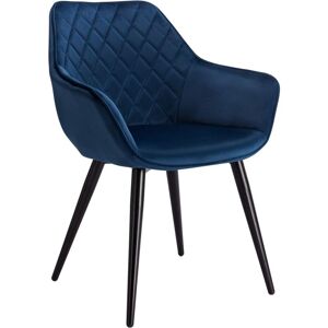 Dining chairs Kitchen chairs Velvet Padded Seat chairs Arms Counter Lounge Blue - Woltu