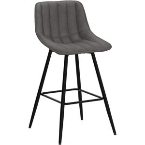 1x Bar Stool Velvet Padded Seat Metal High Legs Kitchen Home living Room Dark Grey - Woltu