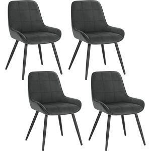 WOLTU Set of 4 Dining Chairs. Relaxing Chairs Velvet. Chairs for Bedroom. Living Room. Dining Room and Kitchen. Ergonomic Chairs with Backrest. Dark Grey