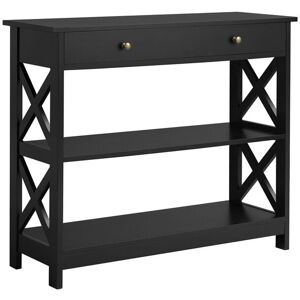 3-Tier Console Table Entryway Table, Black - Yaheetech