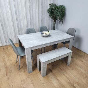 Kosy Koala - Wooden Rectangle Dining Table Sets with Set of 4 Chairs, a Bench, Grey