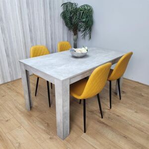 Kosy Koala - Wooden Rectangle Dining Table Sets with Set of 4 Chairs, Grey and Mustard