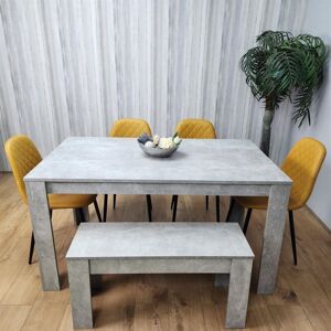 Kosy Koala - Wooden Rectangle Dining Table Sets with Set of 4 Chairs, Grey and Mustard