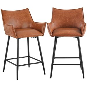 Manochoice - Yaheetech 2PCS Counter-height Stools Bar Stools with Back, Brown