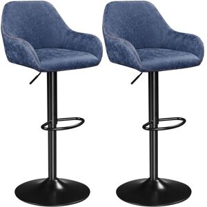 2Pcs Vintage Swivel Bar Stools, Blue - Yaheetech