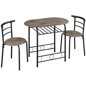 Yaheetech - 3 Piece Dining Set Modern Round Dining Table Set, Drift Brown