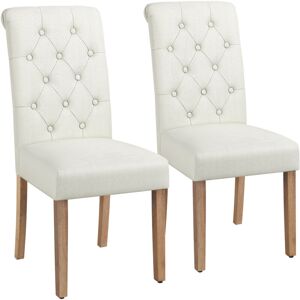 2pcs Fabric Upholstered Dining Chair for Home/Restaurants, Beige - Yaheetech