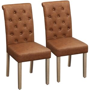 2pcs Fabric Upholstered Dining Chair for Home/Restaurants, Retro Brown - Yaheetech