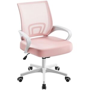 Yaheetech Ergonomic Mid Back Mesh Office Chair with 360° Rolling Casters, Pink
