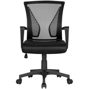 Yaheetech - Mid-back Mesh Office Chair Height Adjustable for Students Study, Black
