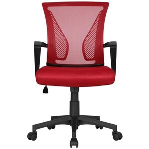 Yaheetech Mid-back Mesh Office Chair Height Adjustable for Students Study, Red