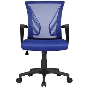 Yaheetech - Mid-back Mesh Office Chair Height Adjustable for Students Study, Blue