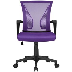 Yaheetech - Mid-back Mesh Office Chair Height Adjustable for Students Study, Purple