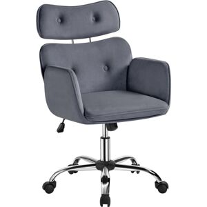 Yaheetech - Ergonomic Rolling Desk Chair with Adjustable Headrest, Dark Grey