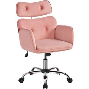 Yaheetech - Ergonomic Rolling Desk Chair with Adjustable Headrest, Pink