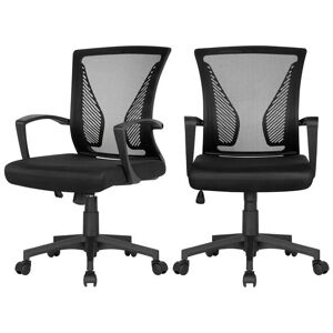 Set of 2 Mid-back Mesh Office Chair, Black - Yaheetech