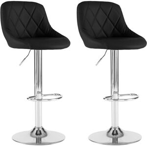 NEO DIRECT Set of Two Madrid Black Leather Bar Stools