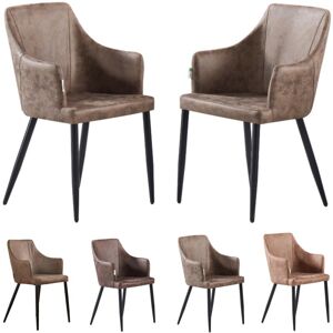Pn Home - Set of 2 Zarah Modern Leather Dining Chairs - Upholstered in Faux Leather with Metal Legs - Armchair for Dining Room Kitchen Living Room