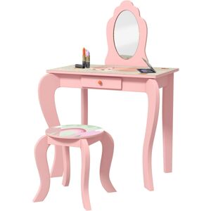 ZONEKIZ Kids Dressing Table with Mirror and Stool