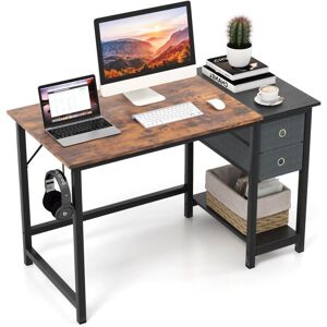 Costway - 120 cm Home Office Desk Writing Desk Modern Computer Workstation with 2 Drawers Costway - 120 cm Home Office Desk Writing Desk Modern Computer Workstation with 2 Drawers