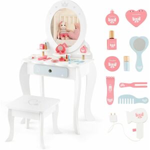 Costway - 2-in-1 Kids Vanity Set Makeup Table & Chair Set w/ Removable Mirror for Kids 3+ Costway - 2-in-1 Kids Vanity Set Makeup Table & Chair Set w/ Removable Mirror for Kids 3+