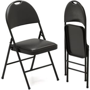 Costway - 2 Pack Folding Chairs Padded Party Chairs w/Carry Handle-Black Costway - 2 Pack Folding Chairs Padded Party Chairs w/Carry Handle-Black