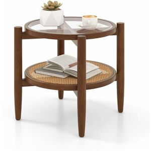 COSTWAY 2-Tier Round Side End Table Sofa Beside Accent Coffee Table W/ Storage Shelf COSTWAY 2-Tier Round Side End Table Sofa Beside Accent Coffee Table W/ Storage Shelf