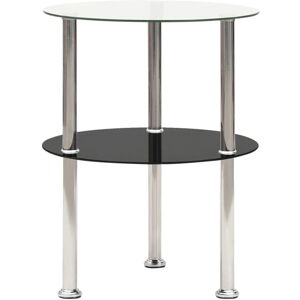 Vidaxl - 2-Tier Side Table Transparent & Black 38 cm Tempered Glass Vidaxl - 2-Tier Side Table Transparent & Black 38 cm Tempered Glass