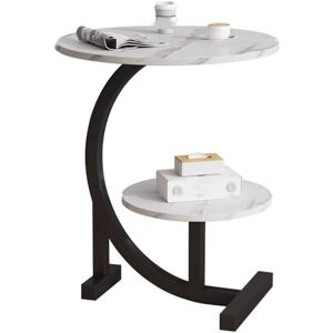 ANPVIZ 2-tier sofa side table, modern small coffee table with faux marble top and C-shaped legs, round side table, faux marble top and metal frame ANPVIZ 2-tier sofa side table, modern small coffee table with faux marble top and C-shaped legs, round side table, faux marble top and metal frame