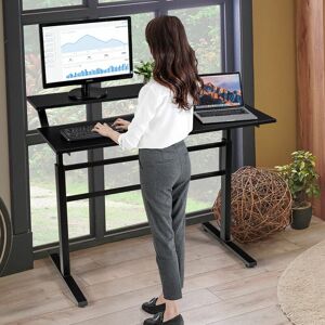 Costway - 2-Tier Standing Desk Sit to Stand Workstation Ergonomic Computer Table Black Costway - 2-Tier Standing Desk Sit to Stand Workstation Ergonomic Computer Table Black